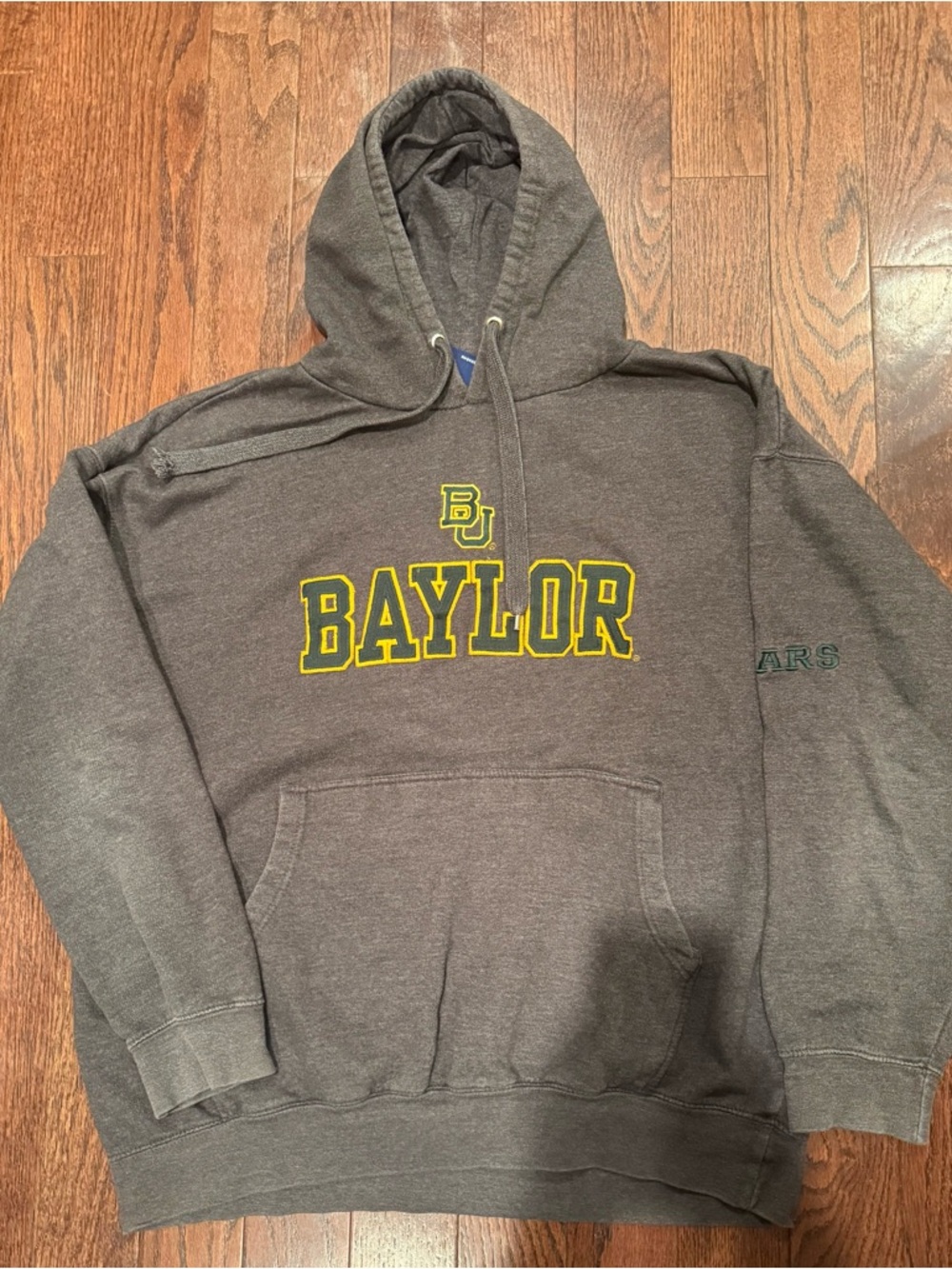 American Vintage Gray Baylor Pullover Hoodie with Yellow Logo large